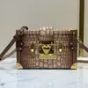 Мини-сумка-коробка Жесткий багажник-сумка-сумка Женская модная большая сумка Дизайнерская сумка Косметичка Высокое качество зеркала Роскошная сумка через плечо из крокодиловой кожи Ящерица