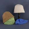 Bérets couleur unie casquette seau chapeau japon doux tricoté femmes coréen tricot hiver chaud Streetwear épaissi bassin laine