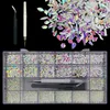 Décorations Nail Art 21 Grilles Boîte De Luxe Brillant Diamant Nail Art Set Cristal Verre Décorations Kit 1pcs Dotting Pick Up Pen et Brucelles 230821