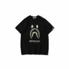 bathing ape shirt New Summer Men's Shark Head Round Neck T-shirt Men's Fashion Brand Gradient Printing Short Sleeve bathing ape