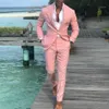 Мужские костюмы Blazers Розовый летний костюм одиночная грудь с одной кнопкой центр вентиляционного отверстия 2 частя