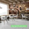 Wallpapers Wooden Wheel Metal Gear Contact Wallpaper Canvas Eco-friendly Large Size Wall Decorative Art Painting Cafe Shop Mural Background