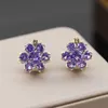 Boucles d'oreilles Double face en Zircon violet pour femmes, boucles d'oreilles de luxe légères, petites boucles d'oreilles polyvalentes de Style parfumé, nouvelle collection