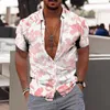 القمصان غير الرسمية للرجال أزياء قميص هاواي ثلاثي الأبعاد شجرة جوز الهند طباعة الصيف شوارع قصيرة شارع الملابس عالية الجودة الرجال أعلى المحملات