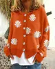 Женские трикотажные футболки 2023 Женщины Daisy Цветочная пуговица Up Cashmere Cardigan Ladies Cotton Trip Fall Sweater Open Передний перемычки кардиган для женщин HKD230821