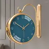 Wall Clocks Nordic Luxury Fashion Two Side Clock Simple Personality Modern House Decoration Living Room