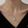 Chaînes Simple Carré Zircon Pendentif Chaîne De Luxe Titane Acier Colliers Pour Femmes 2023 Bijoux De Mode