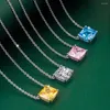 Pendant Necklaces JEAE 2023 In Simple Square Rhinestone Necklace For Women Delicate Clavicle Chain Wild Party Jewelry Kpop Accessory