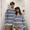 Men's Sweaters 2023 Winter Striped Printing Pullover Lazy Style Couple Clothes Wool Sweater Fashion In Warm Knitting Loose White Coats