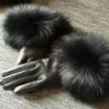 Five Fingers Gloves Maylofuer Genuine Sheepskin Leather Touch Screen Hair Cuffs Women Warm In Winter Black313p