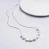 Ketten koreanischer Schmuck Naturaloque Perle 925 Sterling Silber Halskette Kette Anhänger für Frauen Geschenk