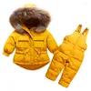 Down Coat -30 Degrees Russia Winter Baby Boy Girl Clothing Set Jacket Snowsuits Toddler Parka Kid Clothes Ski Overalls