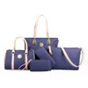 Evening Bags 5PCS Women's Bag Set Fashion PU Leather Ladies Handbag Grid Print Messenger Shoulder Bag Wallet Bags Famous brand 2021 HKD230821