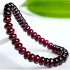 Strand Orijinal Doğal Şarap Kırmızı Garnet Kristal Kuvars Markiz Boncuklar Streç cazibe bileziği 6mm 7mm 8mm yüksek kaliteli taş