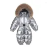 Abrigo de plumón grueso para niños, mono para niños pequeños, niñas, invierno, impermeable, traje de nieve, chaqueta, prendas de vestir, abrigo de piel auténtica, cálido