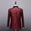 Brand Men Shawl Collar Wine Wine Red Casual Sone Jacket Prom Party Blazer Man Coat Blazer Hombre Homem Men Slim Fit Floral Masculino2871