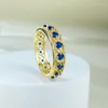 Cluster Rings SpringLady 18K Gold Plated 925 Sterling Silver Lab Sapphire Gemstone Wedding Party Fine Jewelry Vintage Ring For Women