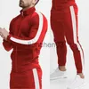 Męskie dresy wiosenne mężczyzn TarckSkuts Patchwork Color Sportswear Suits Męska kurtka kołnierzyka + spodnie 2 -częściowy zestaw modny zestaw bluzy J230821