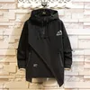 남자 재킷 남자 재킷 한국 패션 2023 스프링 디드 잭 블랙 패치 워크 지퍼 코트 스트리트웨어 대형 의류