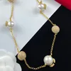 Vergulde dames gouden ketting parel hanger diamant set sprankelende ketting charme klassieke feestsieraden