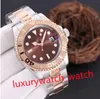 Meerdere kleuren MET DOOS waterdicht Klassiek Nieuw Herenhorloge Rose Goud Zilver Zwart Keramische Bezel Heren Saffier Automatisch Mechanisch Jacht Rubber Horloge 40MM Master