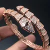 High quality silver 925 women's snake pattern full hollow inlaid three row diamond boutique jewelry home full diamond bracelet party birthday gift
