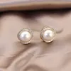 Nuovi orecchini di perle con diamanti pieni di ago in argento S925 con stile femminile e orecchini versatili con design avanzato e orecchini per piccoli pubblici