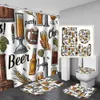 Duschvorhänge Bier 3D bedrucktes Cartoon Duschvorhang Nummernschild Muster wasserdichtes Badezimmer Polyester Stoff Badezimmer Vorhang R230821