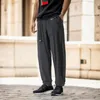 Pantaloni da uomo per maschi taglie forti larghi allacciati allacciati intagliati jogger corri pantaloni soild tasche late