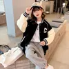 Jackor Fashion Jacket Baseballrockar Autumn Children Outwear Green Pink Clothing School Kids Cardigan For Teens Girls 4 till 14 år gammal 230817