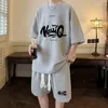 Men's Tracksuits Oversized Outfit T-shirt Summer Short Sleeve Two Piece Set Breathable Casual Dress Pants Harajuku Streetwear Gym Clothing