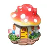 Decorative Objects Figurines Miniature Mushroom House Statue Garden Fairy Cottage Resin Figurine Lawn Ornaments For 230818