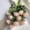 Dekorativa blommor Silk Rose Pink Peony Artificial Bouquet 10 Big Head Fake For Home Wedding Decoration Inomhus