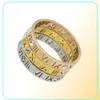 Ny full storlek 610 Rose Gold 18K 4 Diamond Par Roman siffra Titanium Steel Tail Finger Ring för män och kvinnor1466151