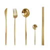 Geschirrsets OAPE 3PCS 4PCS Gold Vintage Spoons Gabel Gabel Edelstahl Mini Metall Kaffee Obst Dessert Küchenwerkzeug Teelöffel