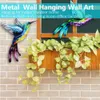 Garden Decorations Metal Bird Wall Art Sculpture Outdoor Hanging Ornament Big Hummingbird Pendant for Home Decoration 230818