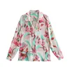 Женские блузки летняя рубашка 2023 цветочный принт свободный лацка