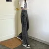 Jeans pour femmes gothique taille haute Jean Chic côté à lacets jambe large Denim pantalon femme Harajuku Y2K mode Streetwear pantalon droit 230821