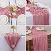 Mesa de casamento mesa de casamento corredor 90*300cm romântico Boho Tloth Arch Draping Draping Decor Baby Birthday Party Mesa de jantar Runner 230818