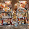 Blocks Mini Chinese Style Food Shop Stall Stall View Blocks Building Blocks Hong Kong Snack Bar Assemble B Toys Presente para crianças menina R230817