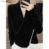 Kvinnors stickor Tees Autumn and Winter New Women's Big V-Neck Kimono Pure Wool Sticked Pullover Retro Fashion Löst trendig koreansk version rullad topp HKD230821