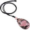 Pendentif Colliers TUMBEELLUWA Collier En Pierre De Cristal Naturel Reiki Guérison Oeuf Forme Quartz Chaîne Réglable Pour Unisexe Hommes Femmes Bijoux