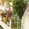 Flores decorativas Green Artificial Succulents Plantas Rattan Home Garden Bedroom Tabela de mesa