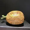 Evening Bags Women Pumpkin Diamond Evening Bags Golden Rhinestones Metal Minaudiere Purse and Handbags Bridal Wedding Crystal Clutches Bags 230818