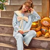 Frauen Nachtwäsche 2023 Frühling Herbst Langarm Baumwoll -Pyjama Sets für Frauen Koreanisch niedliche Bogenpyjamas Homewear Pijama Mujer Home Kleidung
