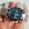 Limitowana edycja Auto nadgarstka Aeromarine zegarek 46 mm niebieski tarcza ceramiczna ramka ze stali nierdzewnej Wysokiej jakości zegarki męskie 182M