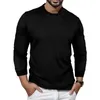 Men's T Shirts Plaid Tee For Male Round Neck Long Sleeve Shirt Plus Size Solid Color Top T-Shirts Fitness Comfortable Camisetas Hombre