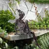 Decoratieve objecten Figurines en Turek Resin Zittende Fairy Standbeeld Garden Veranda Figurine Angel Sculptuur voor Yard Home Decoratie 230818