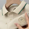 Polos masculinos Summer Men Shirts Polo Sleeve Sleeve Turndown Collar Tshirts Tops bordados 230821