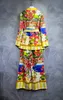 Tasarımcı Kadın Seti 2023 Sonbahar/Kış Moda Yuvarlak Boyun Dantel Yukarı Pantolon Seti S-XL Kadın İki Parçası Pantolon Tek renkli Dört Boy